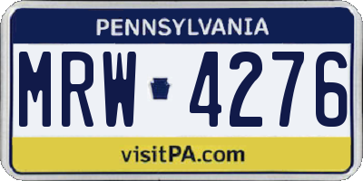 PA license plate MRW4276