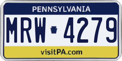 PA license plate MRW4279