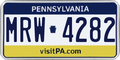 PA license plate MRW4282