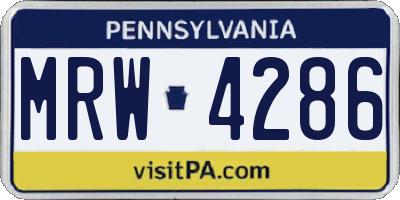 PA license plate MRW4286