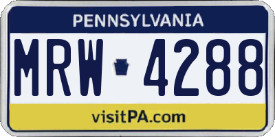 PA license plate MRW4288