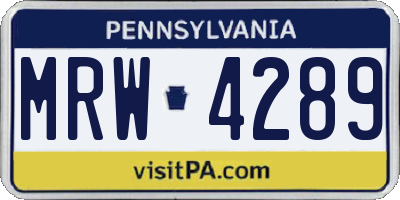 PA license plate MRW4289