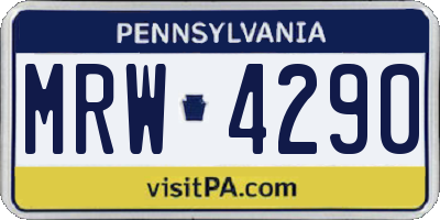 PA license plate MRW4290