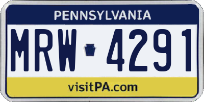 PA license plate MRW4291