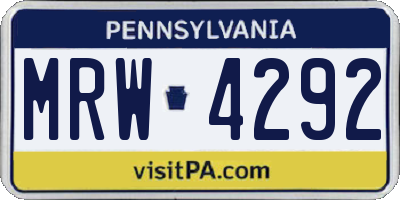 PA license plate MRW4292
