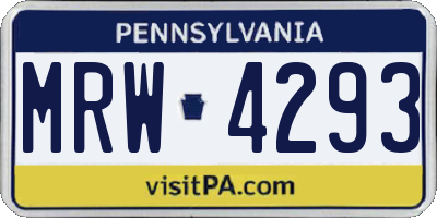 PA license plate MRW4293