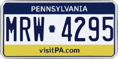PA license plate MRW4295