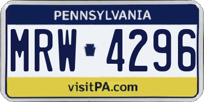 PA license plate MRW4296
