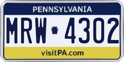 PA license plate MRW4302