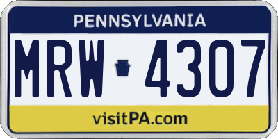 PA license plate MRW4307