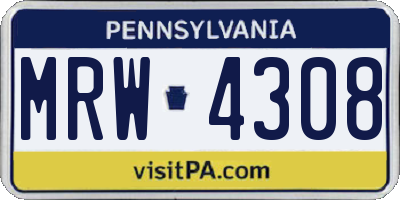 PA license plate MRW4308