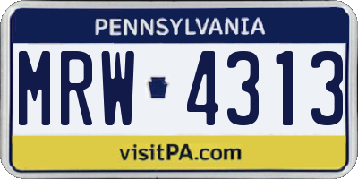 PA license plate MRW4313