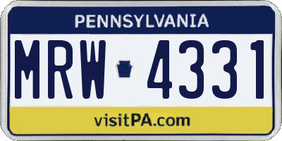 PA license plate MRW4331