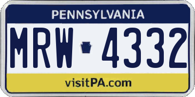 PA license plate MRW4332