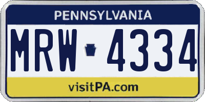 PA license plate MRW4334