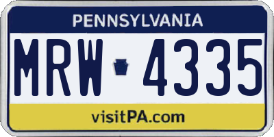 PA license plate MRW4335