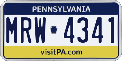 PA license plate MRW4341