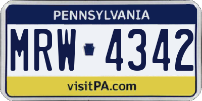 PA license plate MRW4342