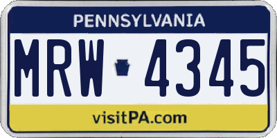 PA license plate MRW4345