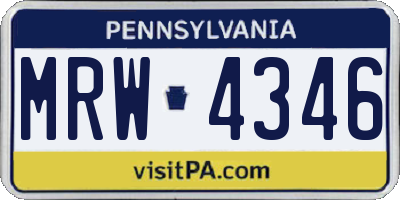 PA license plate MRW4346