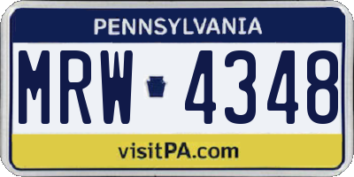 PA license plate MRW4348