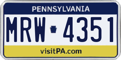 PA license plate MRW4351