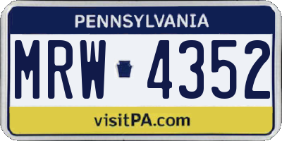 PA license plate MRW4352