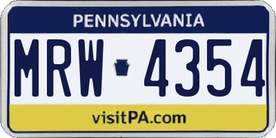 PA license plate MRW4354