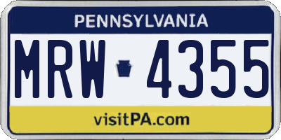 PA license plate MRW4355