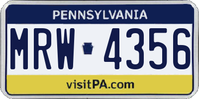 PA license plate MRW4356