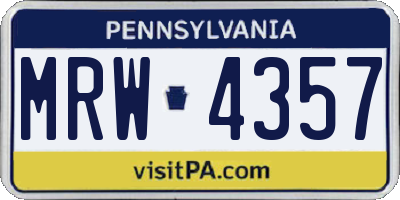 PA license plate MRW4357