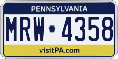 PA license plate MRW4358