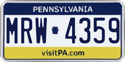 PA license plate MRW4359