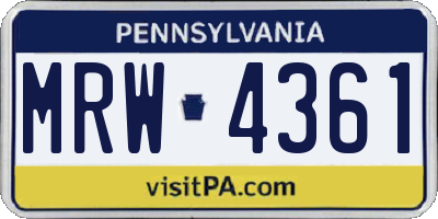 PA license plate MRW4361