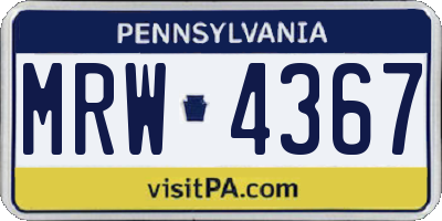 PA license plate MRW4367