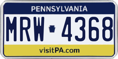 PA license plate MRW4368