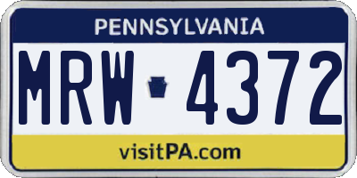 PA license plate MRW4372