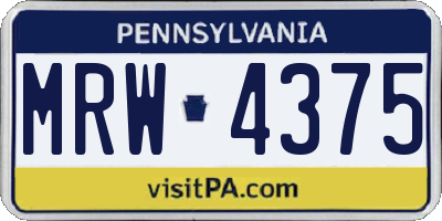 PA license plate MRW4375