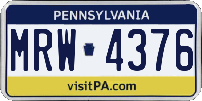 PA license plate MRW4376