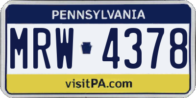 PA license plate MRW4378