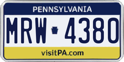 PA license plate MRW4380