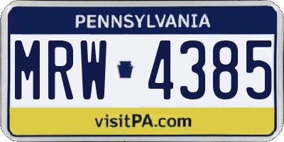 PA license plate MRW4385