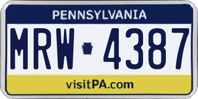 PA license plate MRW4387