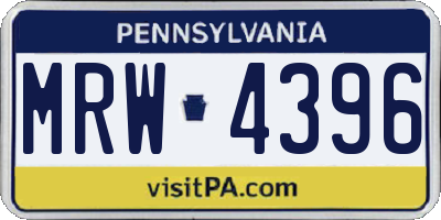 PA license plate MRW4396