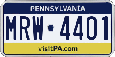 PA license plate MRW4401