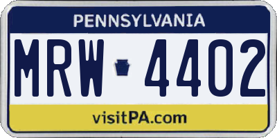 PA license plate MRW4402