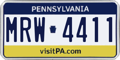 PA license plate MRW4411