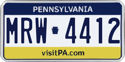PA license plate MRW4412