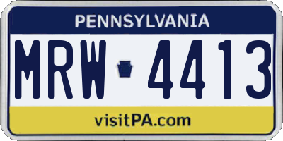 PA license plate MRW4413