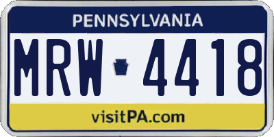 PA license plate MRW4418